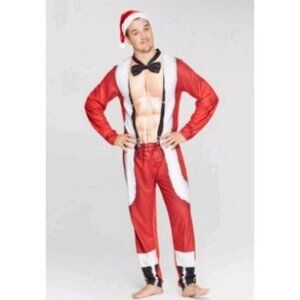 Men's Graphic Sexy Santa Red Microfleece Zip-Up Union Hat & Suit Christmas 🎅